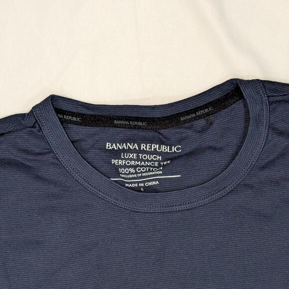$80 Banana Republic Luxe Touch Performance Tee 2-Pack Navy/Olive Men’s L NWOT - Picture 5 of 9
